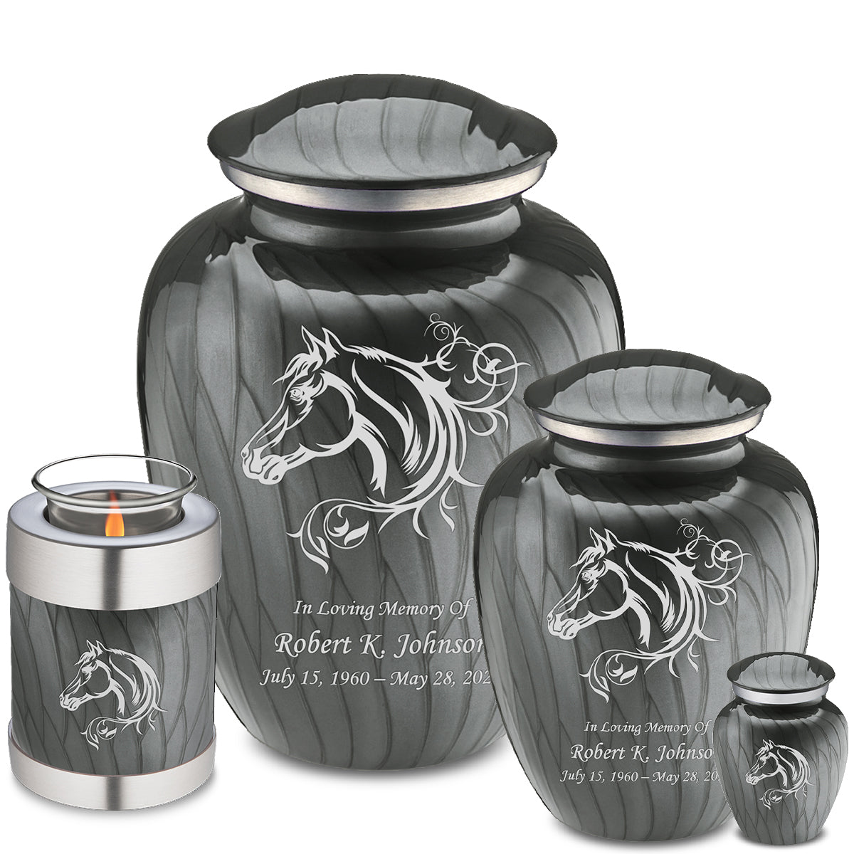 Adult Embrace Pearl Silver Horse Cremation Urn