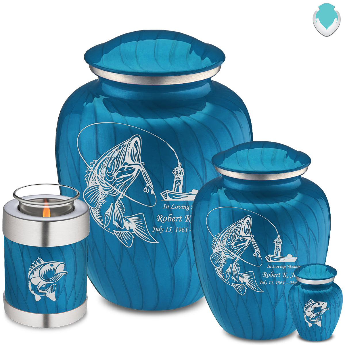 Adult Embrace Pearl Racing Blue Fishing Cremation Urn