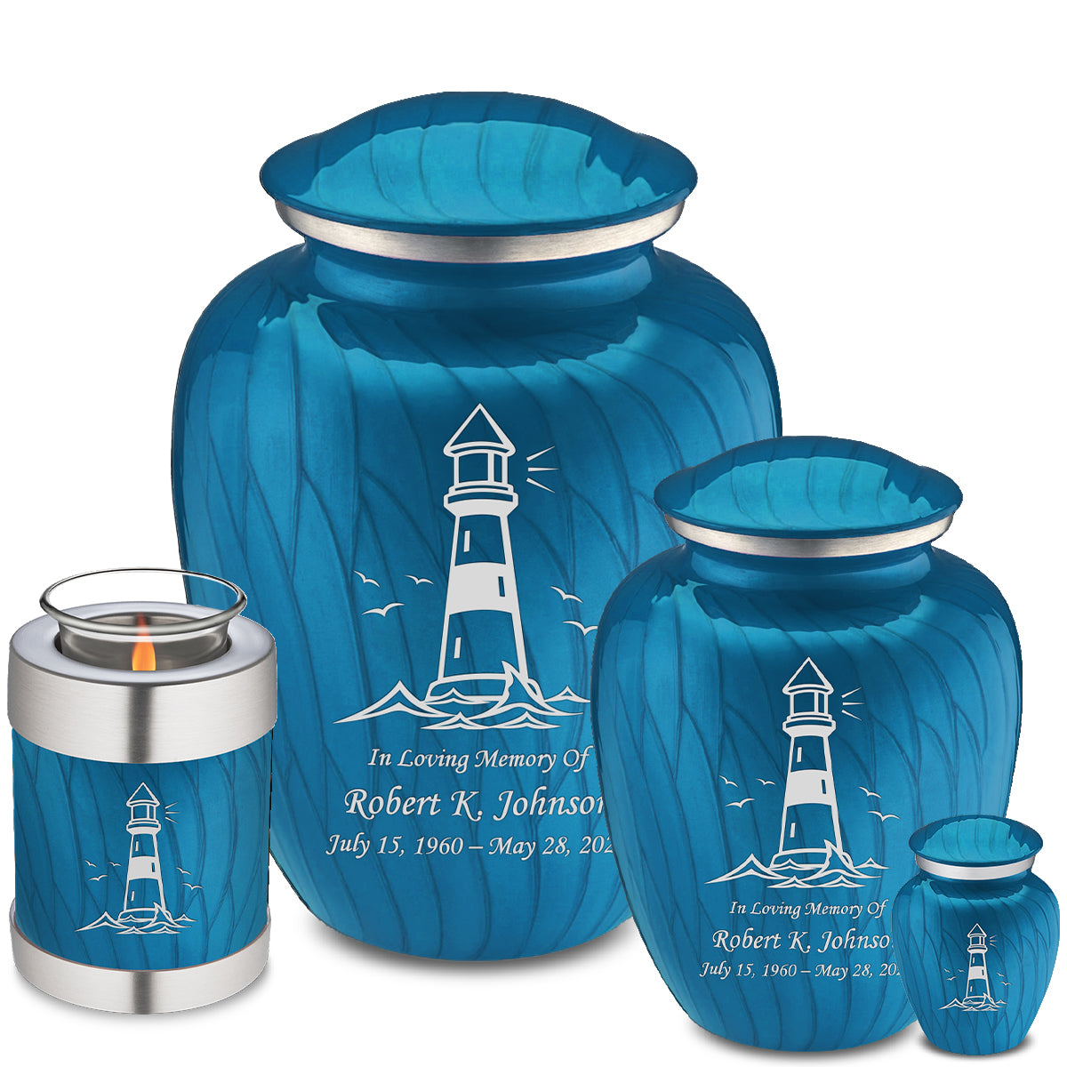 Keepsake Embrace Pearl Racing Blue Lighthouse Cremation Urn
