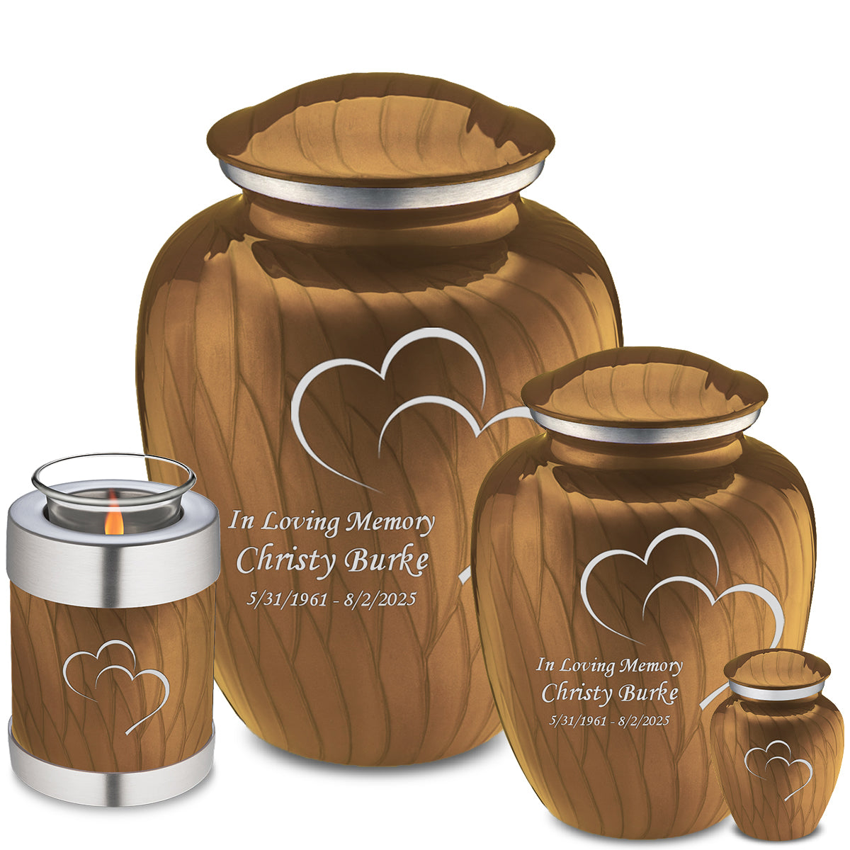 Adult Embrace Pearl Gold Hearts Cremation Urn