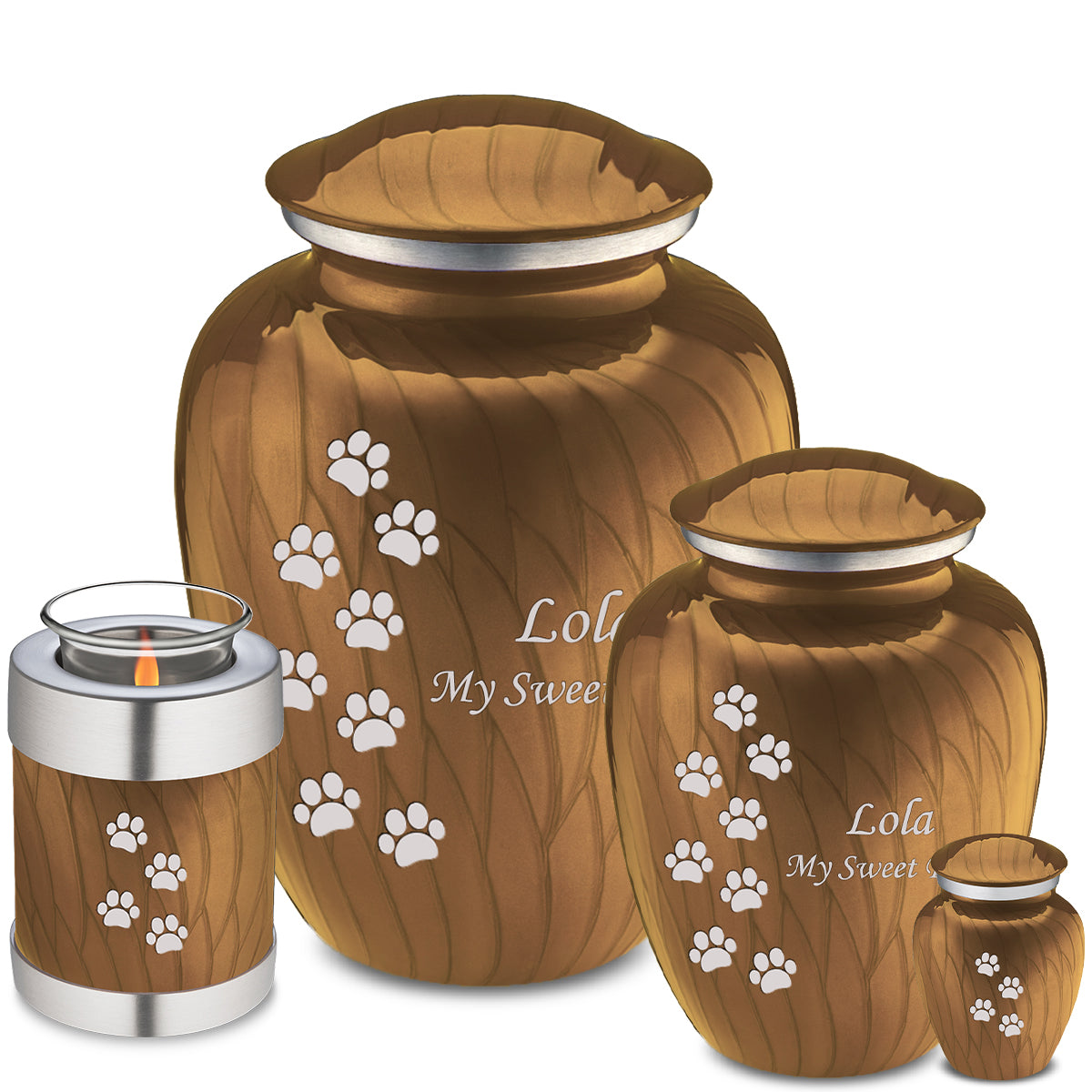 Medium Embrace Pearl Gold Walking Paws Pet Cremation Urn