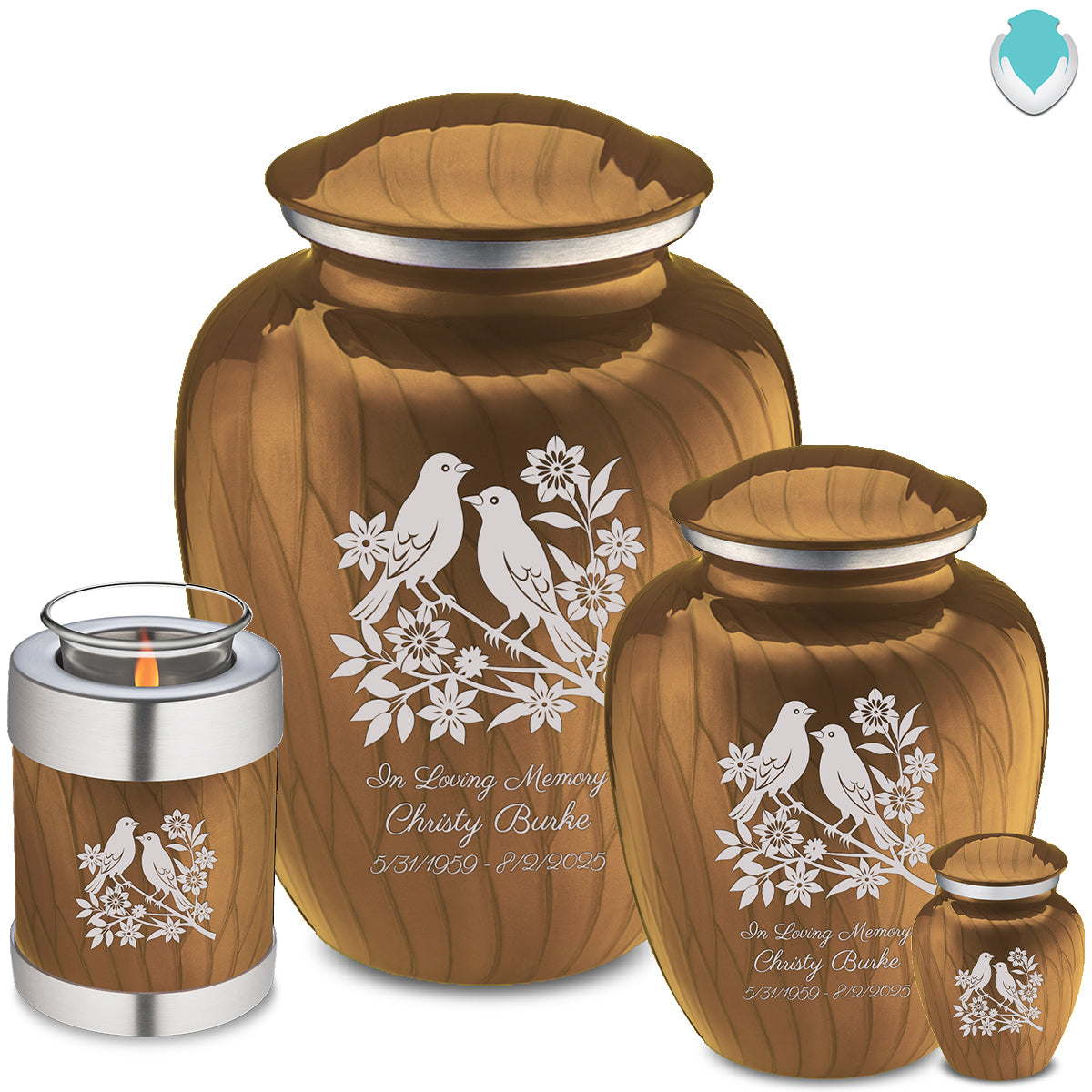 Adult Embrace Pearl Gold Songbirds Cremation Urn