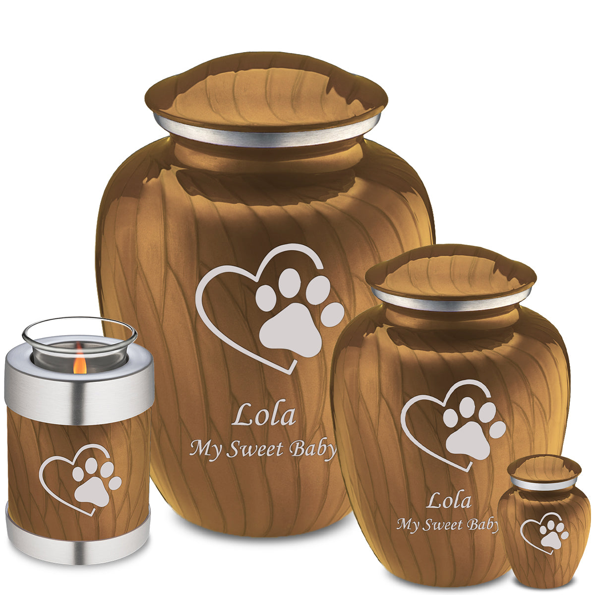 Medium Embrace Pearl Gold Single Paw Heart Pet Cremation Urn