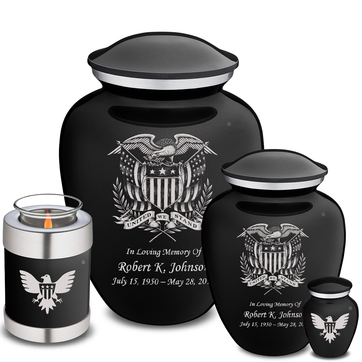 Adult Embrace Black American Glory Cremation Urn
