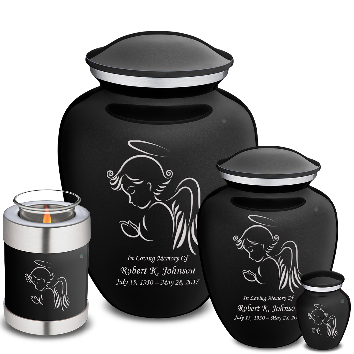Keepsake Embrace Black Angel Cremation Urn