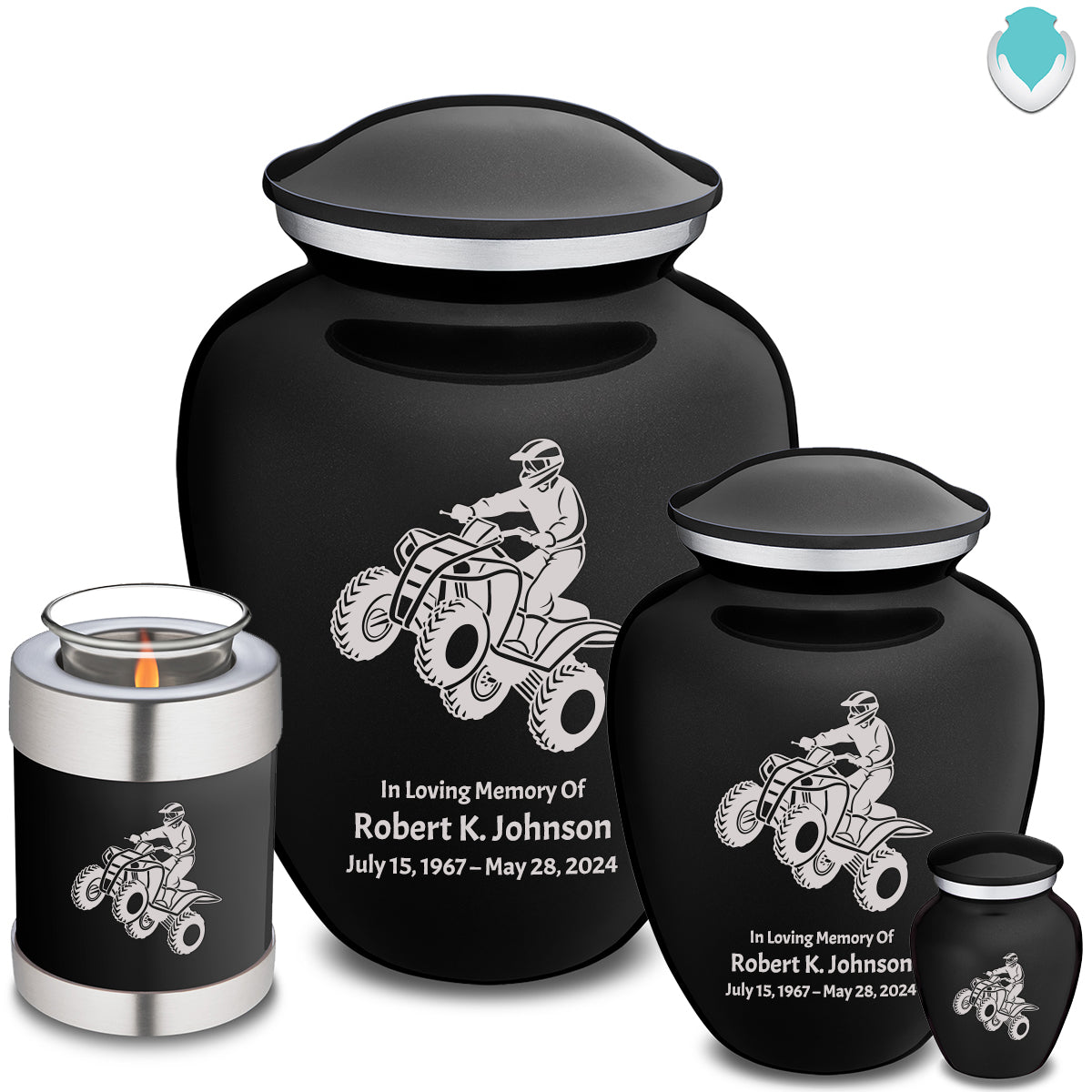Medium Embrace Black ATV Cremation Urn