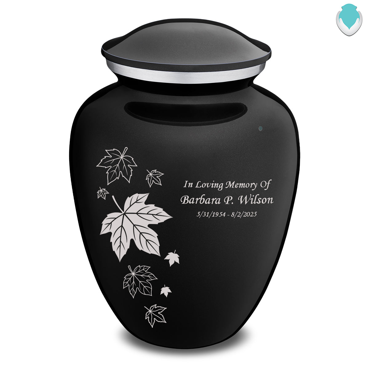 Adult Embrace Black Falling leaves Cremation Urn
