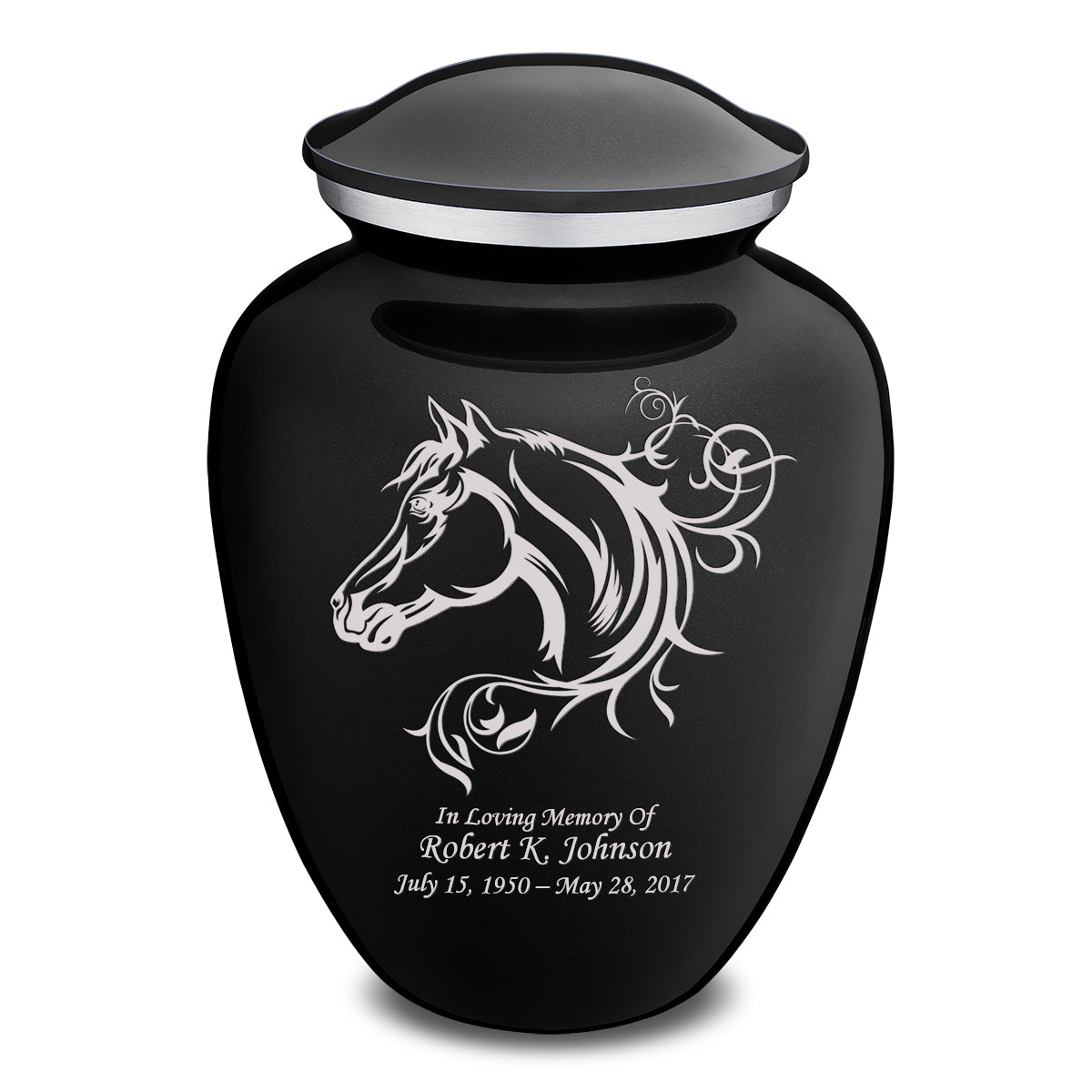 Adult Embrace Black Horse Cremation Urn