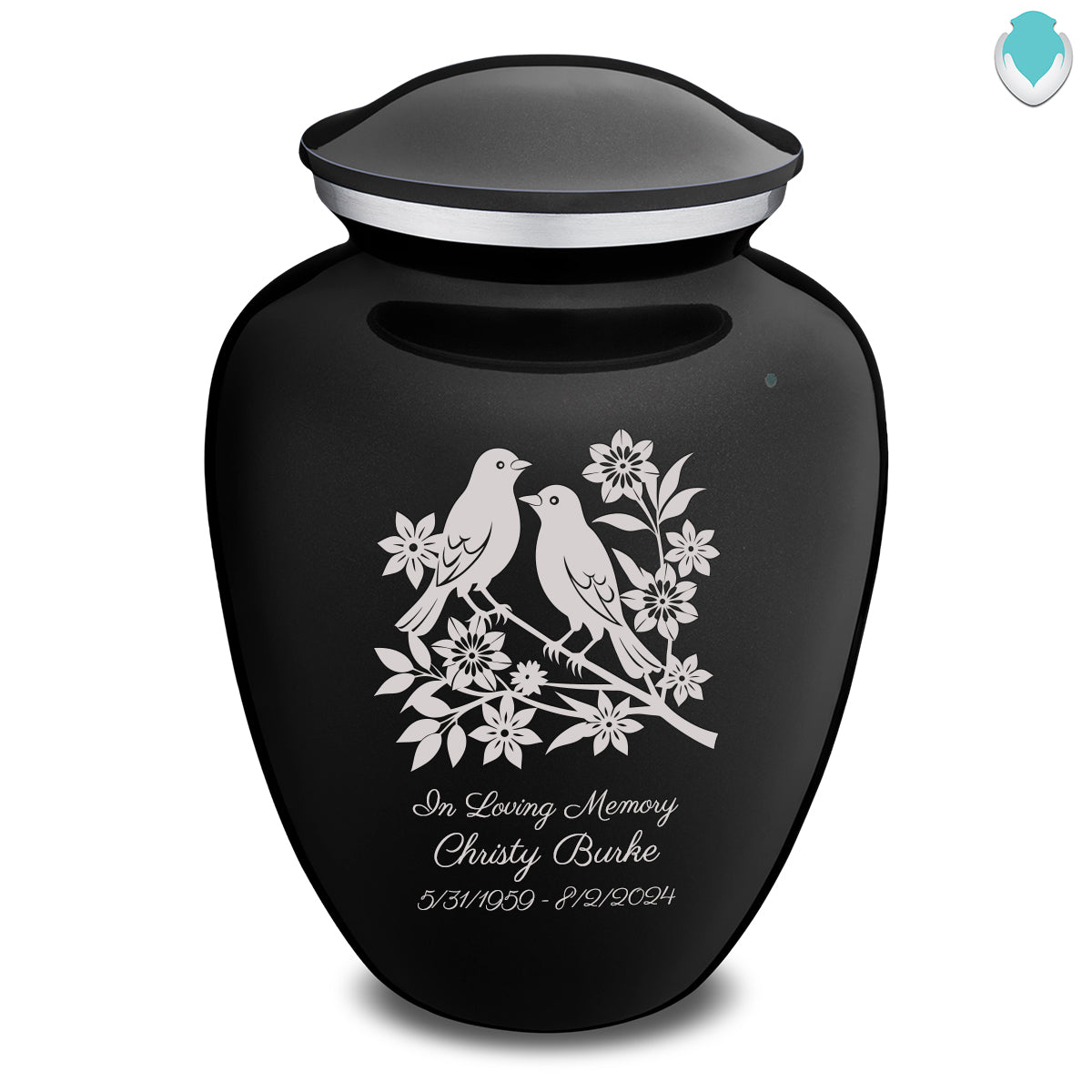 Adult Embrace Black Songbirds Cremation Urn