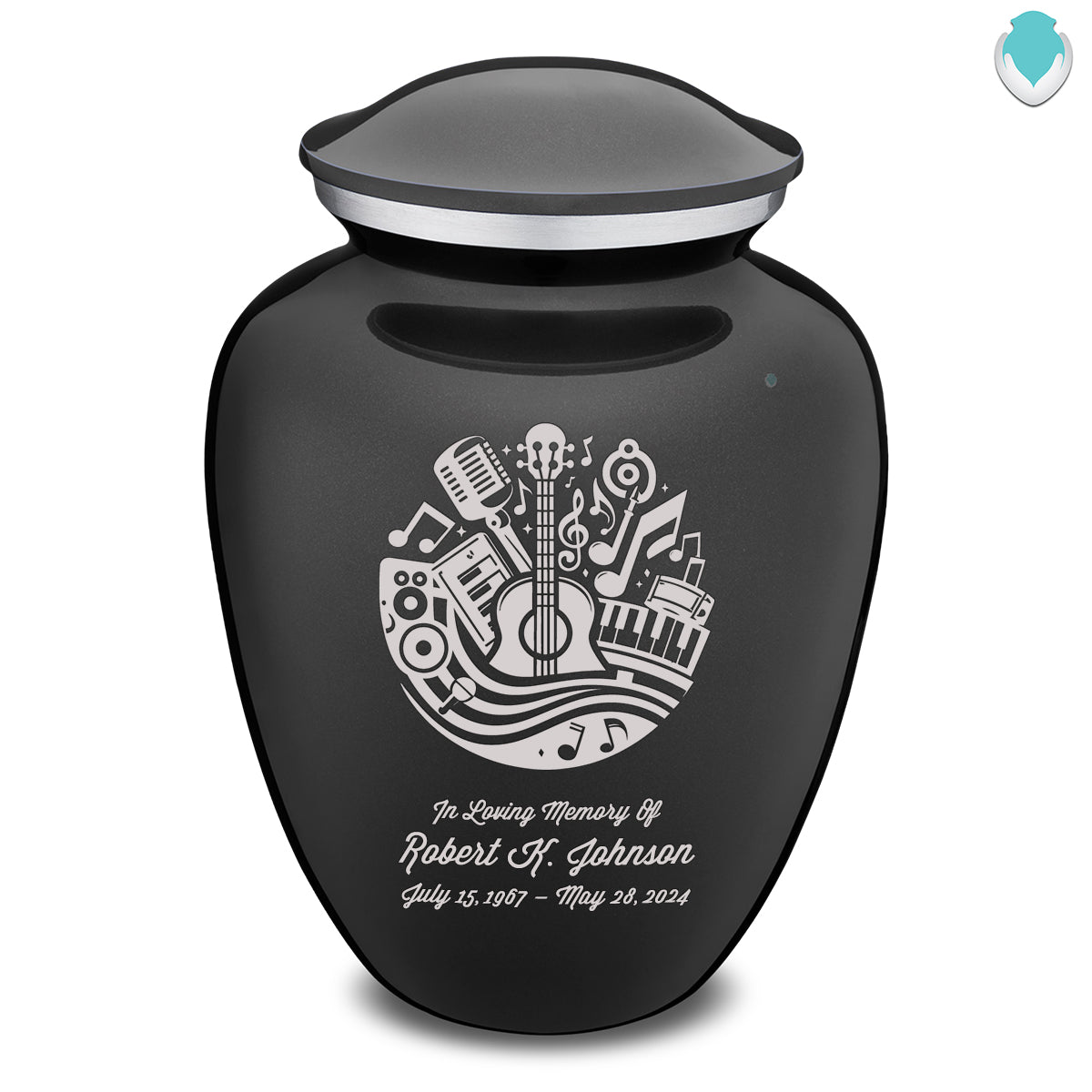 Adult Embrace Charcoal Black Music Cremation Urn
