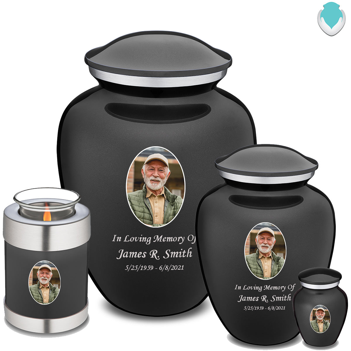 Candle Holder Embrace Charcoal Portrait Cremation Urn