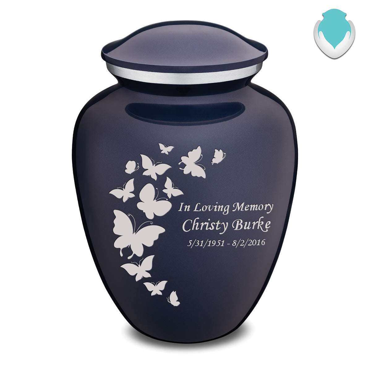 Adult Embrace Cobalt Blue Butterfly Cremation Urn