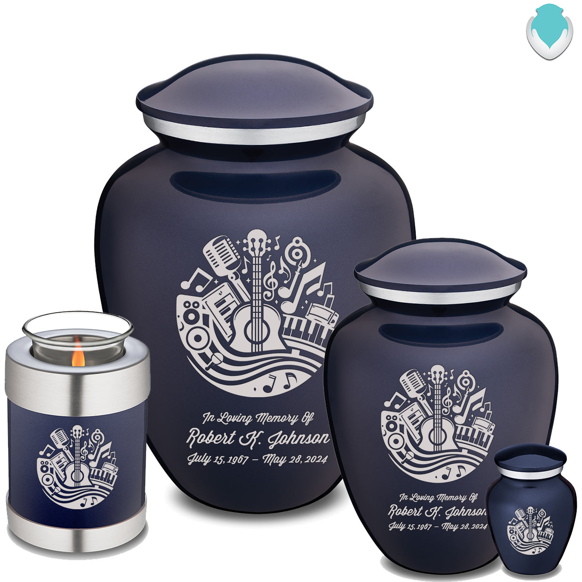 Medium Embrace Cobalt Blue Music Cremation Urn