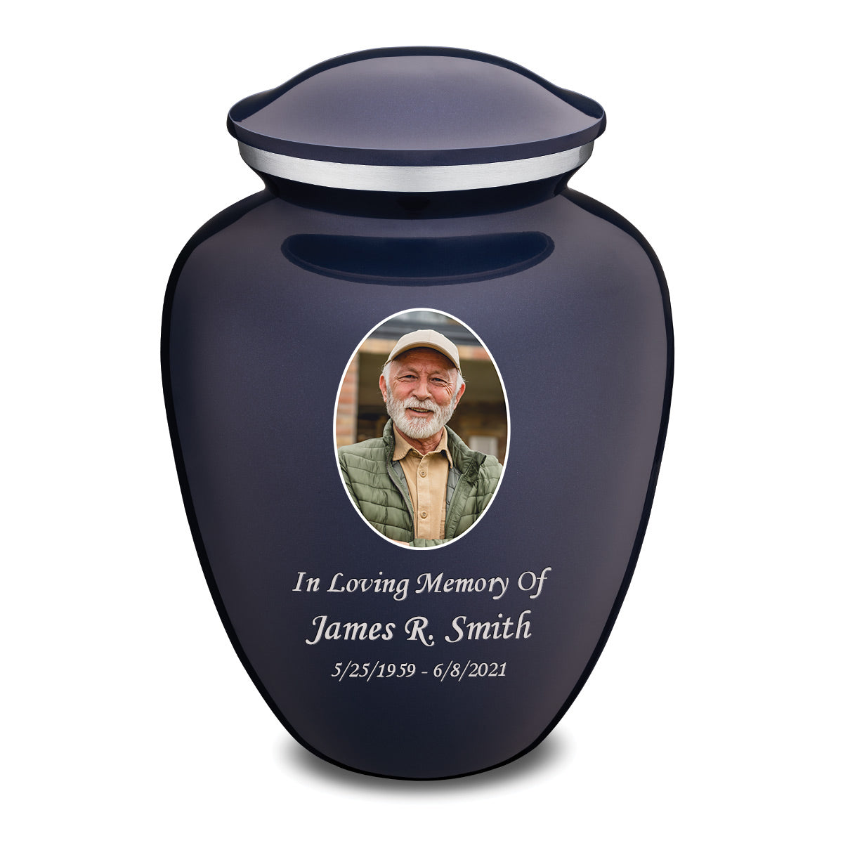 Adult Embrace Cobalt Blue Portrait Cremation Urn