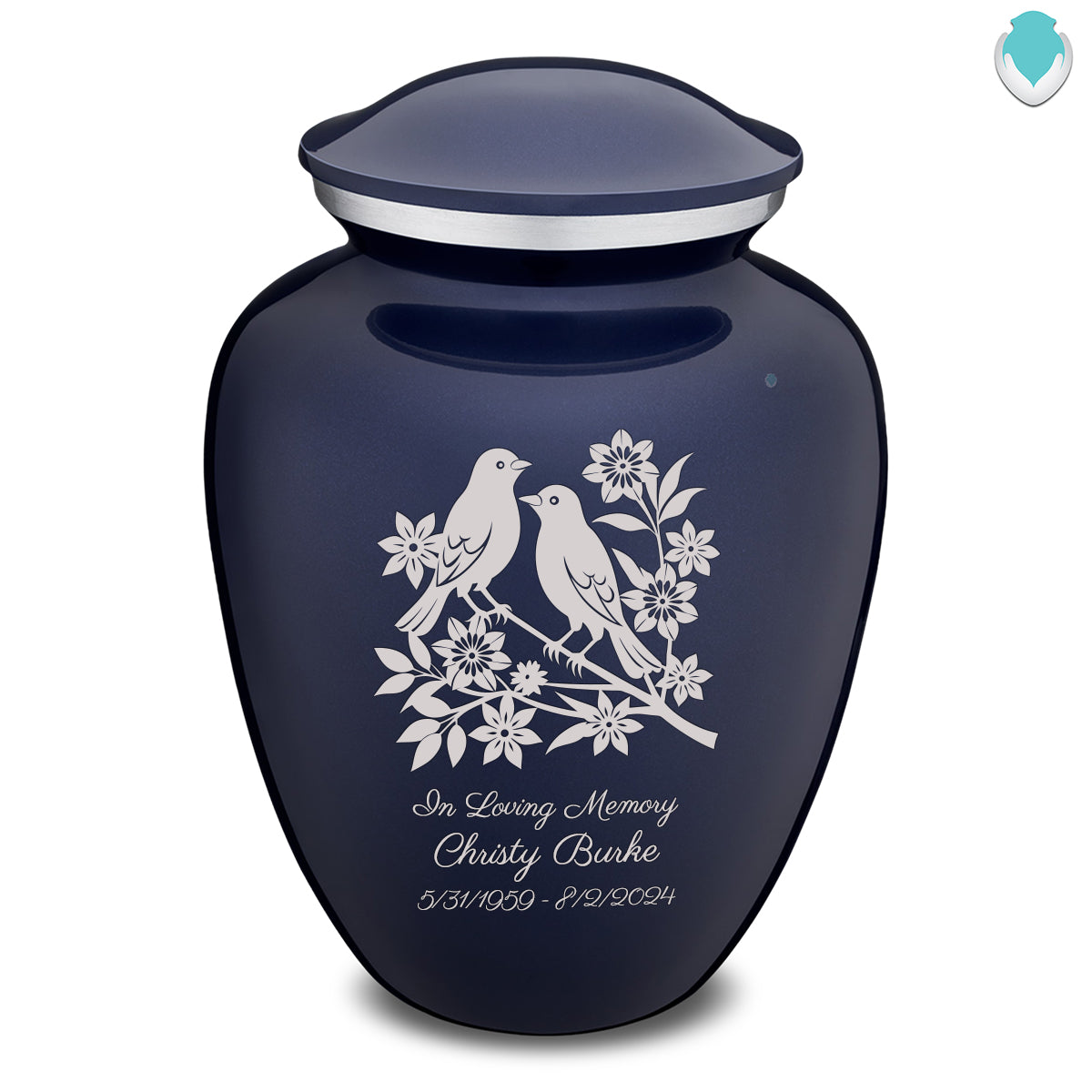 Adult Embrace Cobalt Blue Songbirds Cremation Urn