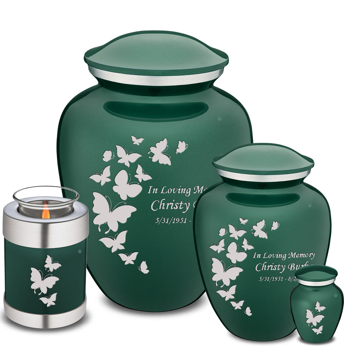 Medium Embrace Green Butterfly Cremation Urn