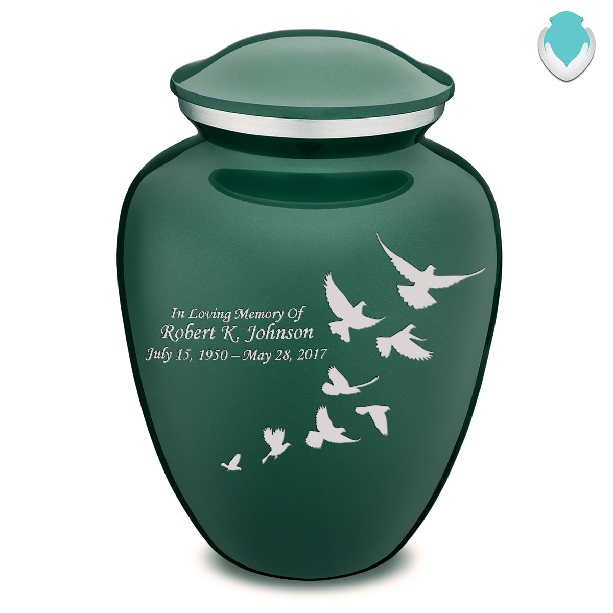 Adult Embrace Green Doves Cremation Urn