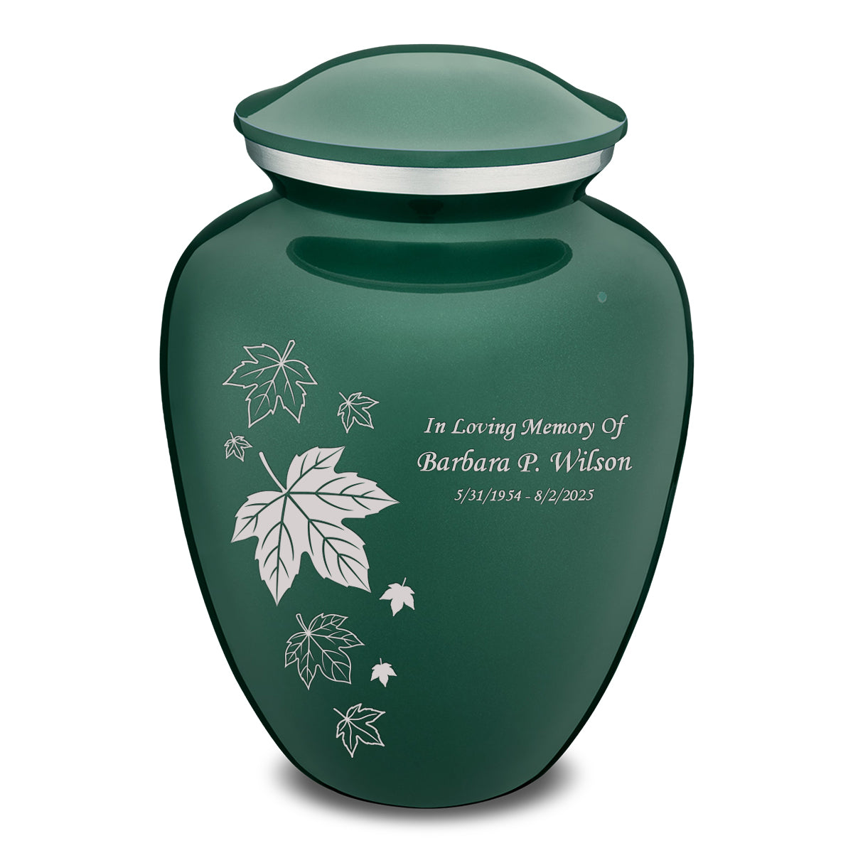 Adult Embrace Green Falling leaves Cremation Urn