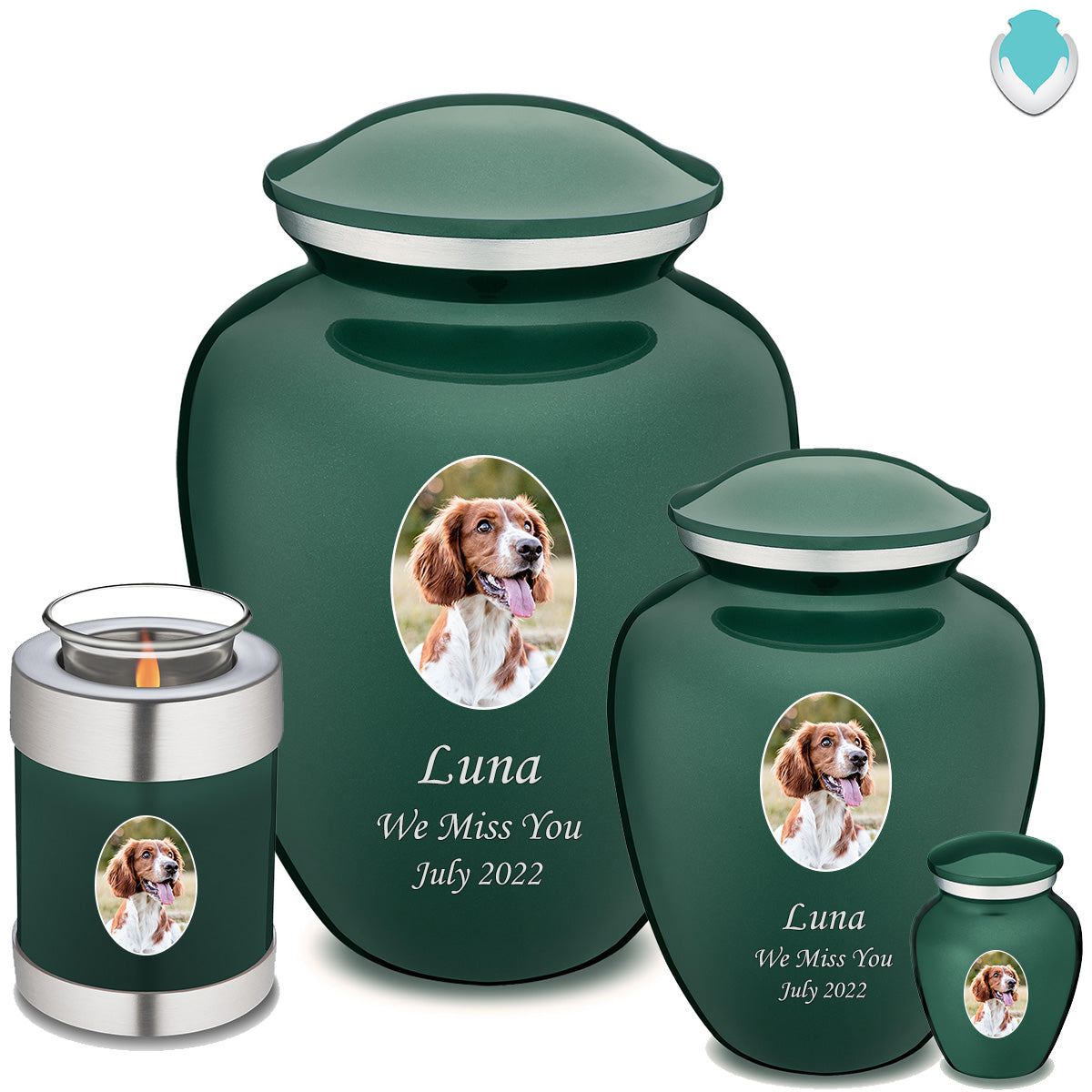 Keepsake Pet Embrace Green Portrait Cremation Urn