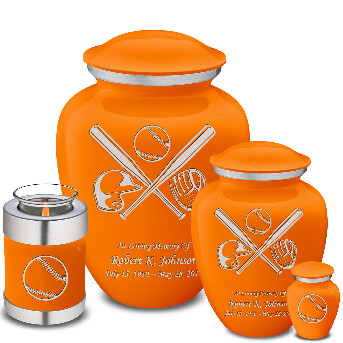 Adult Embrace Burnt Orange Baseball Cremation Urn