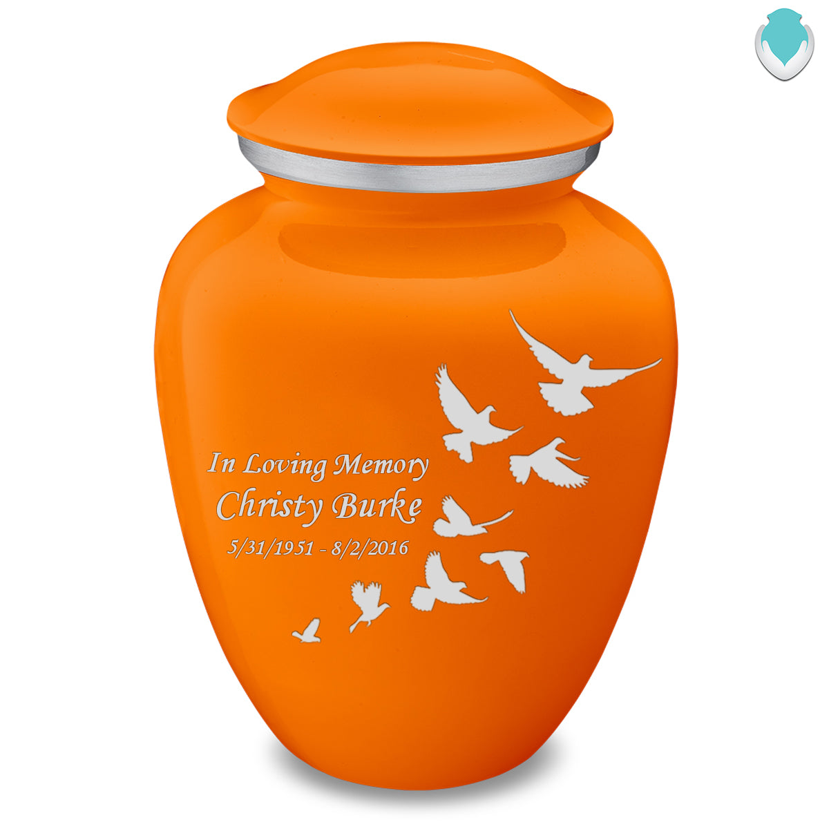 Adult Embrace Burnt Orange Doves Cremation Urn