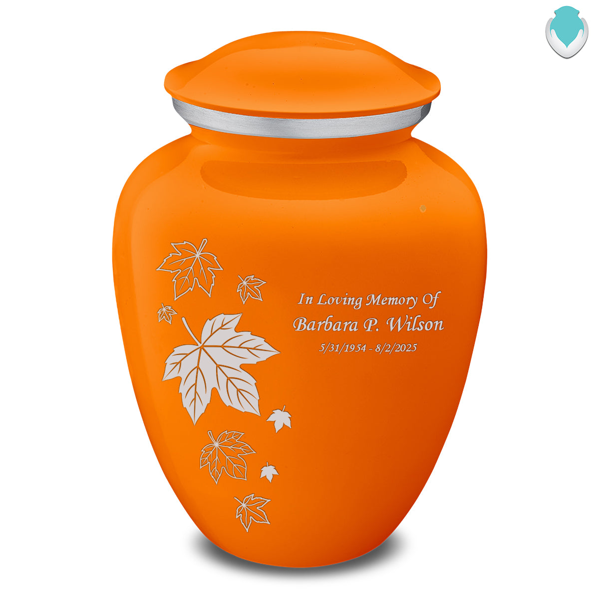 Adult Embrace Burnt Orange Falling leaves Cremation Urn