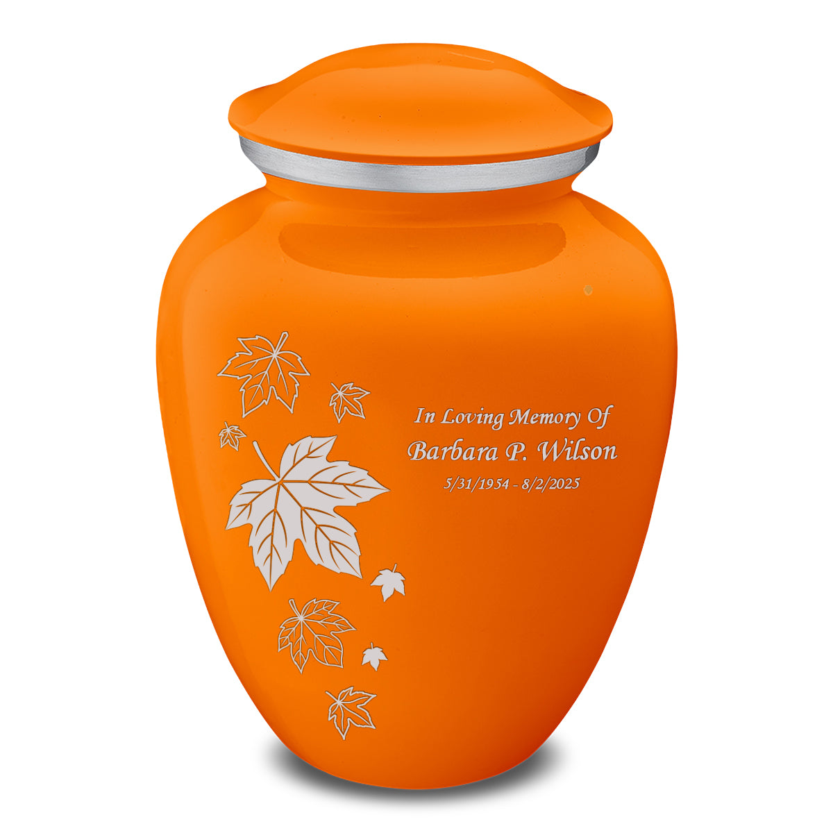Adult Embrace Burnt Orange Falling leaves Cremation Urn