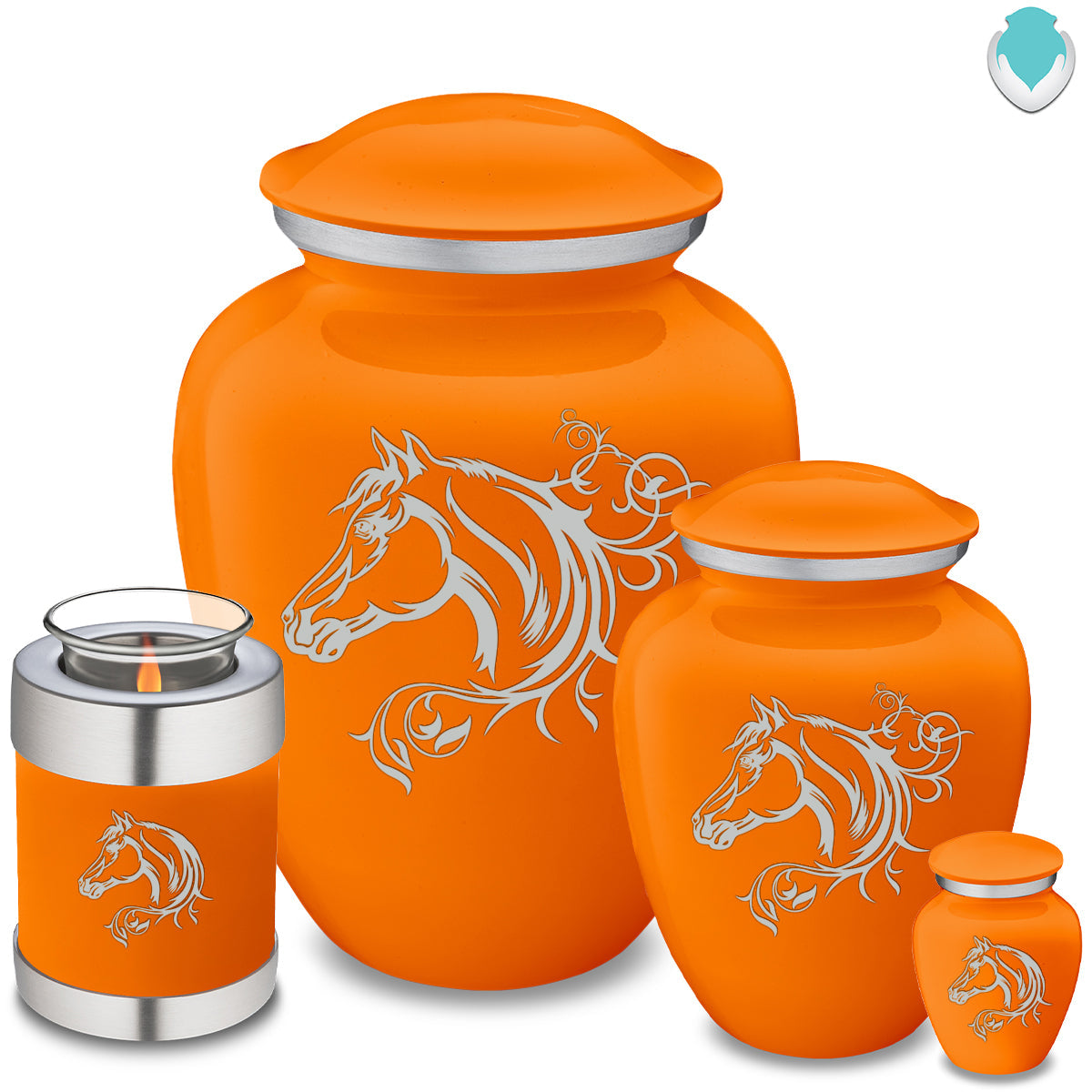 Adult Embrace Burnt Orange Horse Cremation Urn