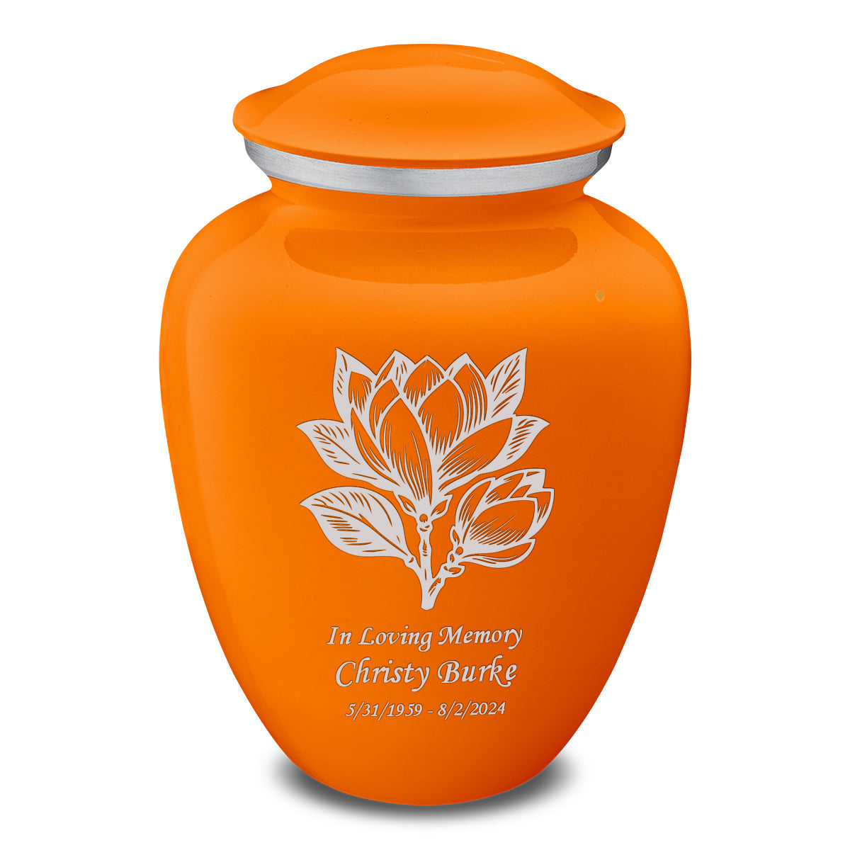 Adult Embrace Burnt Orange Magnolia Flower Cremation Urn