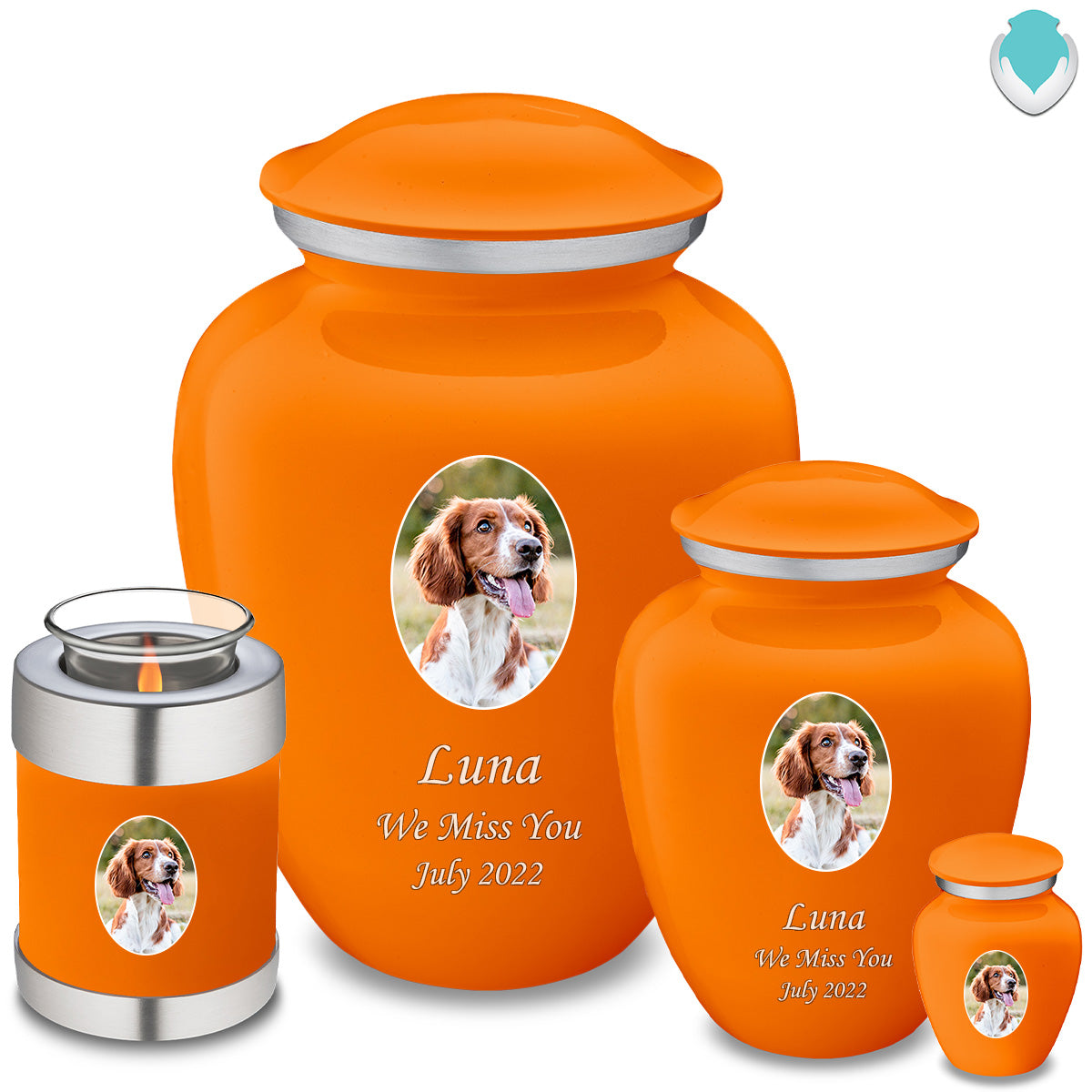 Candle Holder Pet Embrace Burnt Orange Portrait Cremation Urn