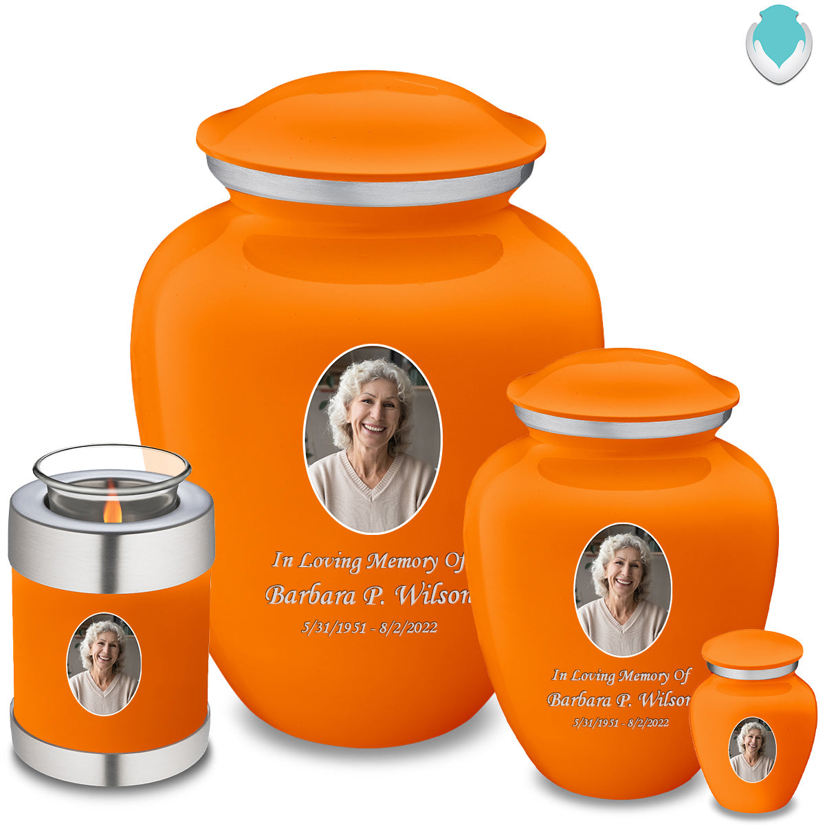 Candle Holder Embrace Burnt Orange Portrait Cremation Urn