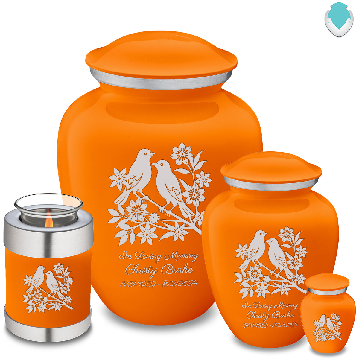 Keepsake Embrace Burnt Orange Songbirds Cremation Urn