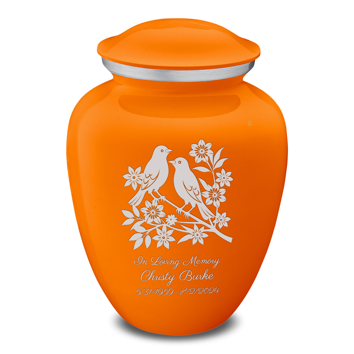 Adult Embrace Burnt Orange Songbirds Cremation Urn