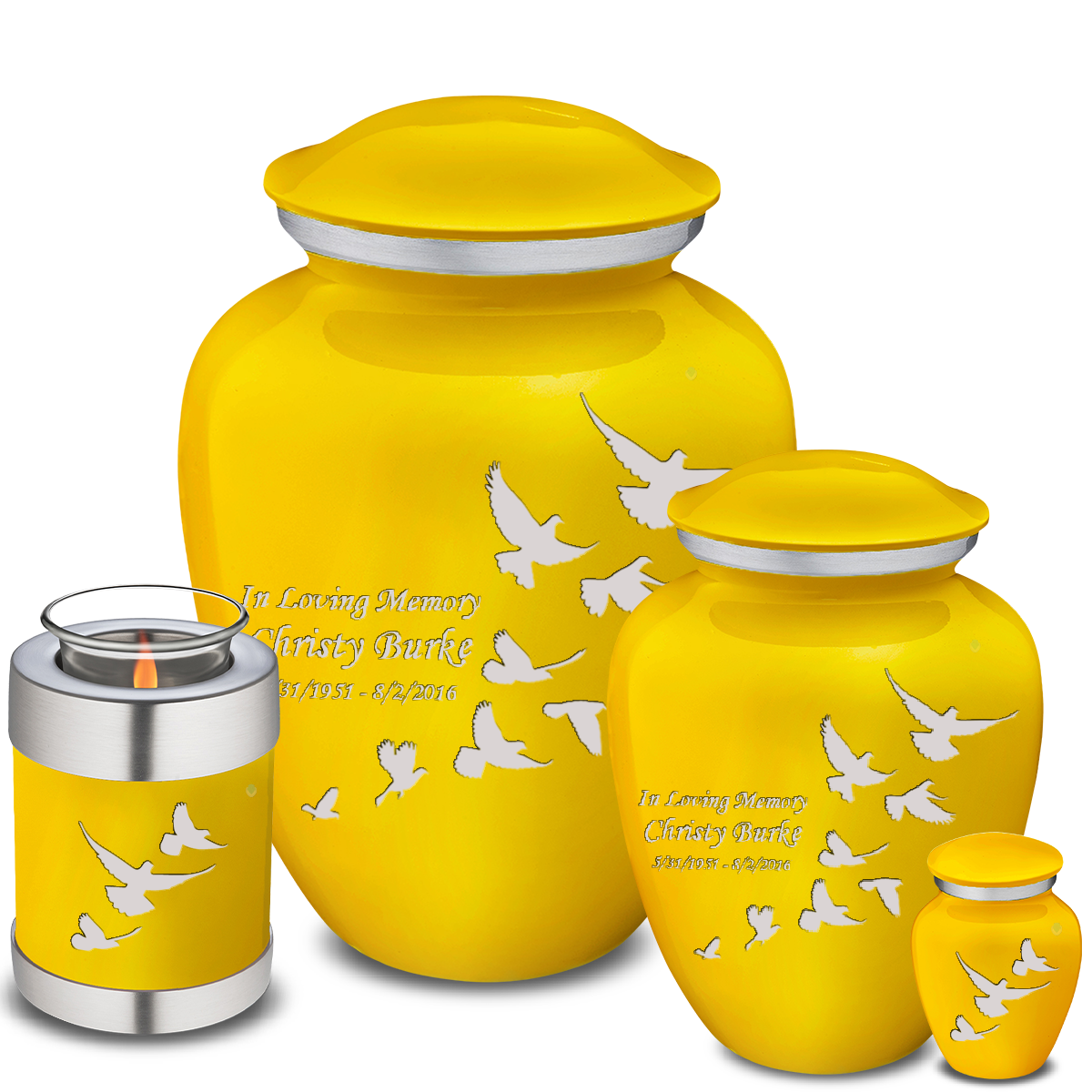 Adult Embrace Yellow Doves Cremation Urn