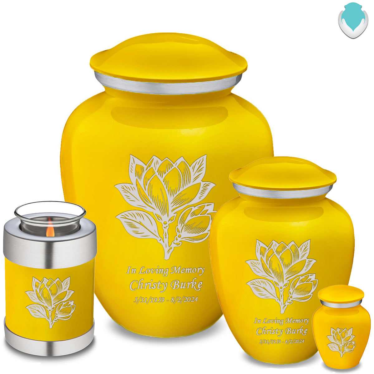Medium Embrace Yellow Magnolia Flower Cremation Urn