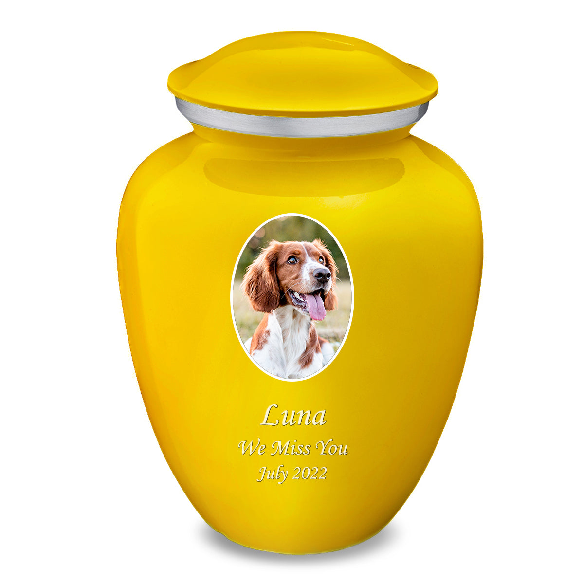 Adult Pet Embrace Yellow Portrait Cremation Urn