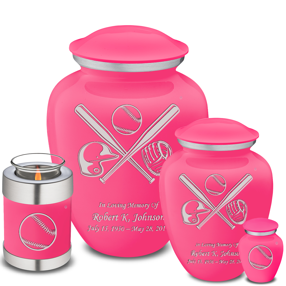 Adult Embrace Bright Pink Baseball Cremation Urn