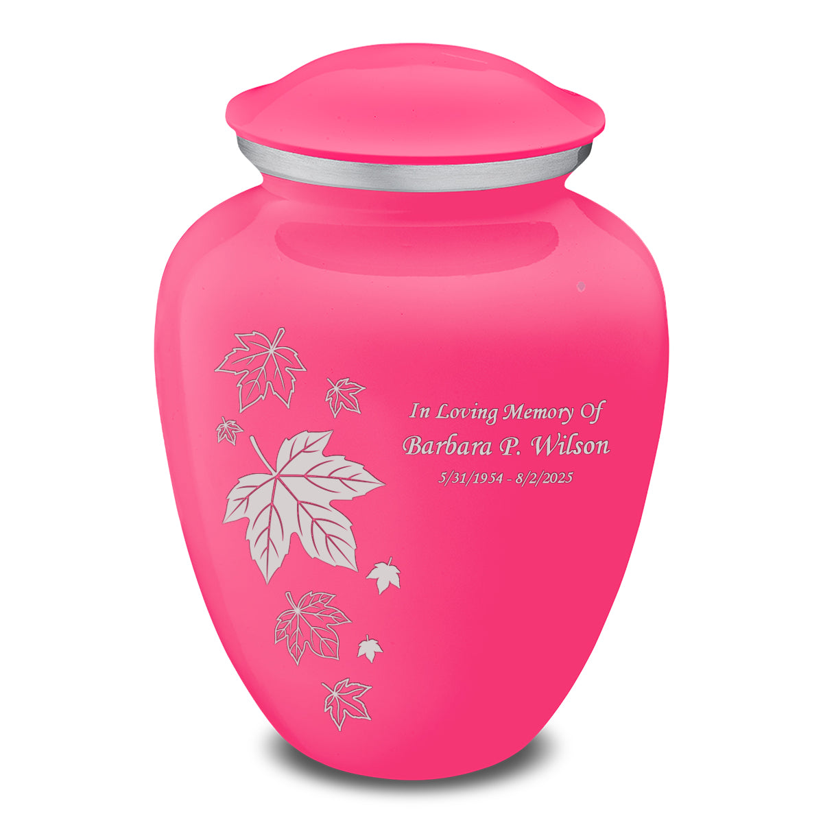 Adult Embrace Bright Pink Falling leaves Cremation Urn