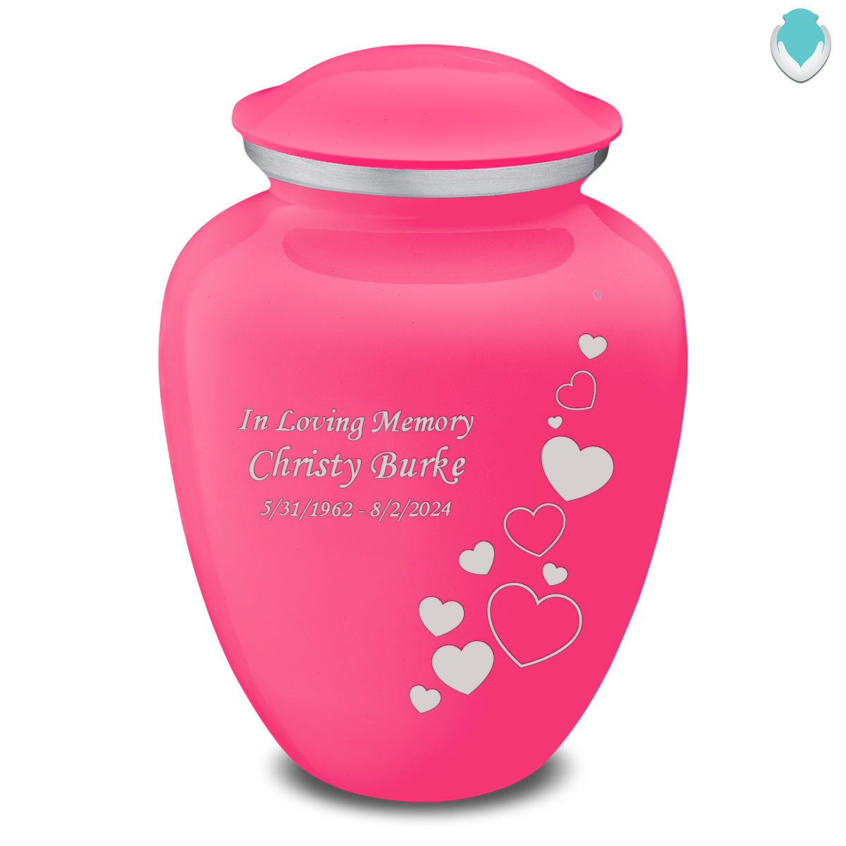 Adult Embrace Bright Pink Floating Heart Cremation Urn