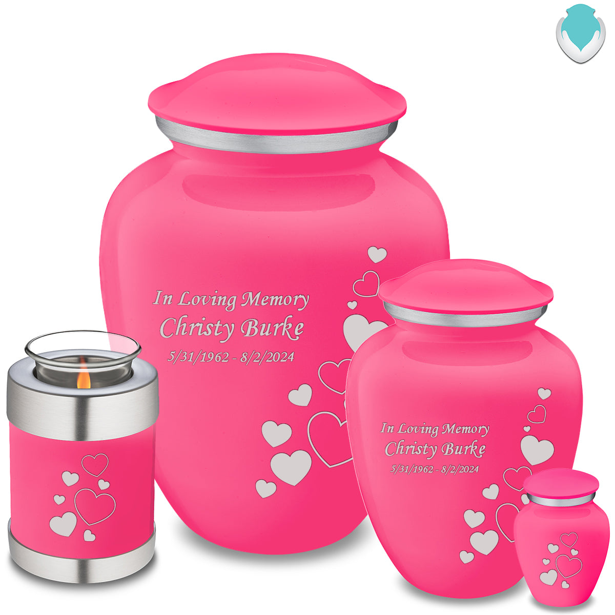Adult Embrace Bright Pink Floating Heart Cremation Urn