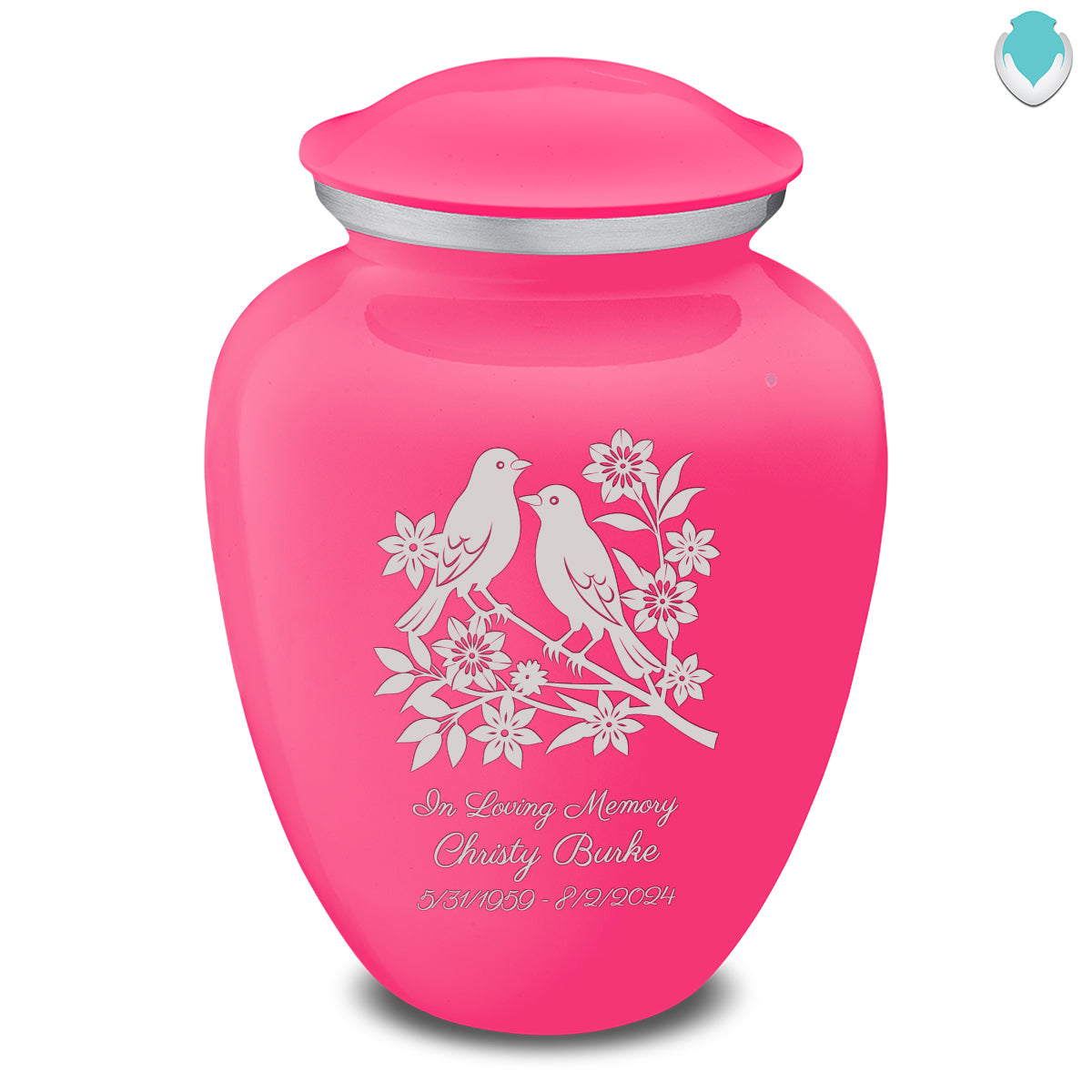 Adult Embrace Bright Pink Songbirds Cremation Urn