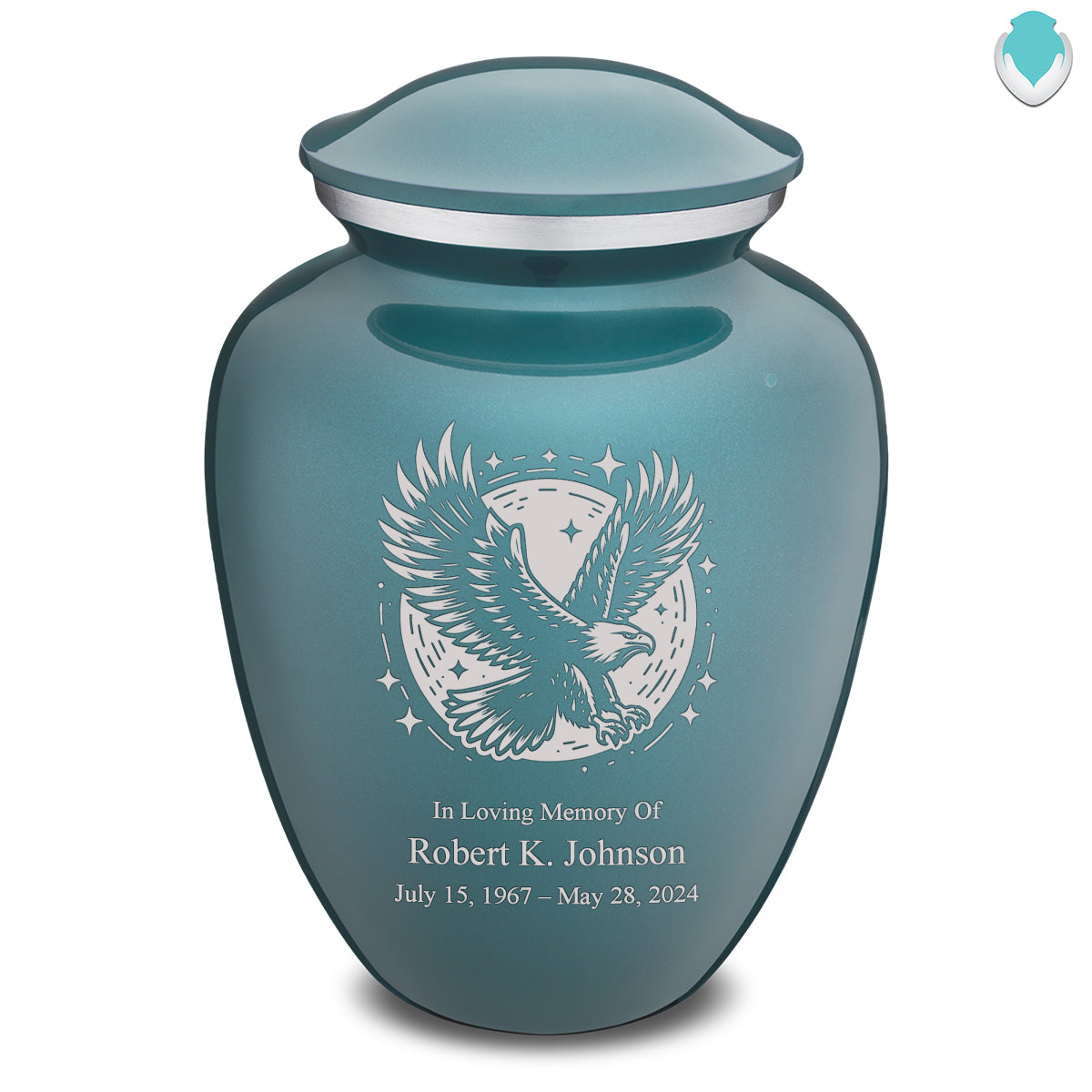 Adult Embrace Teal Flying Eagle Cremation Urn