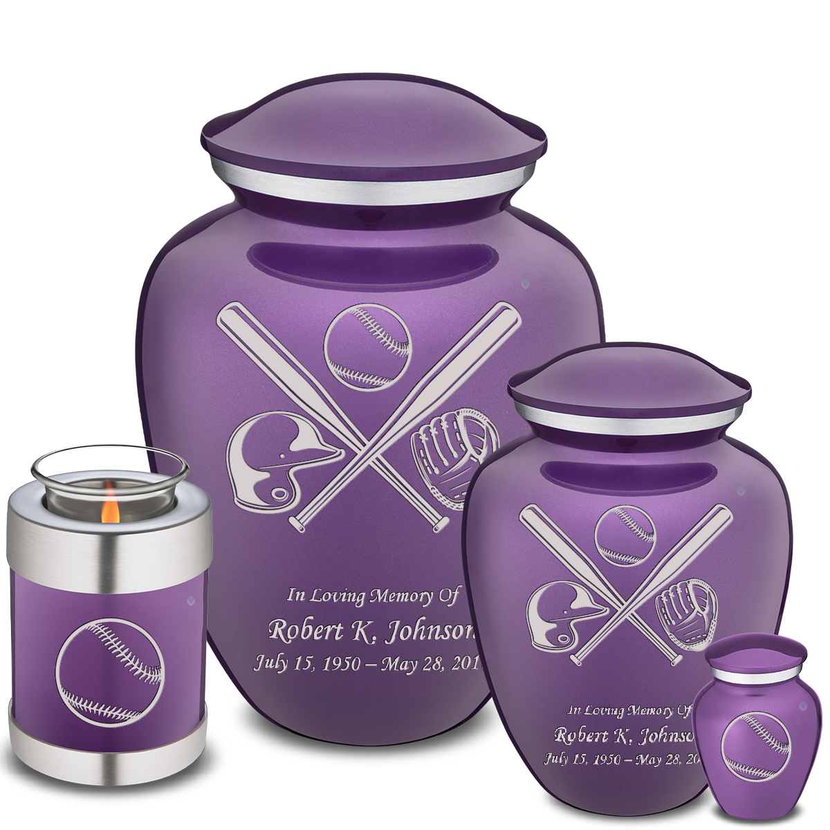 Adult Embrace Purple Baseball Cremation Urn