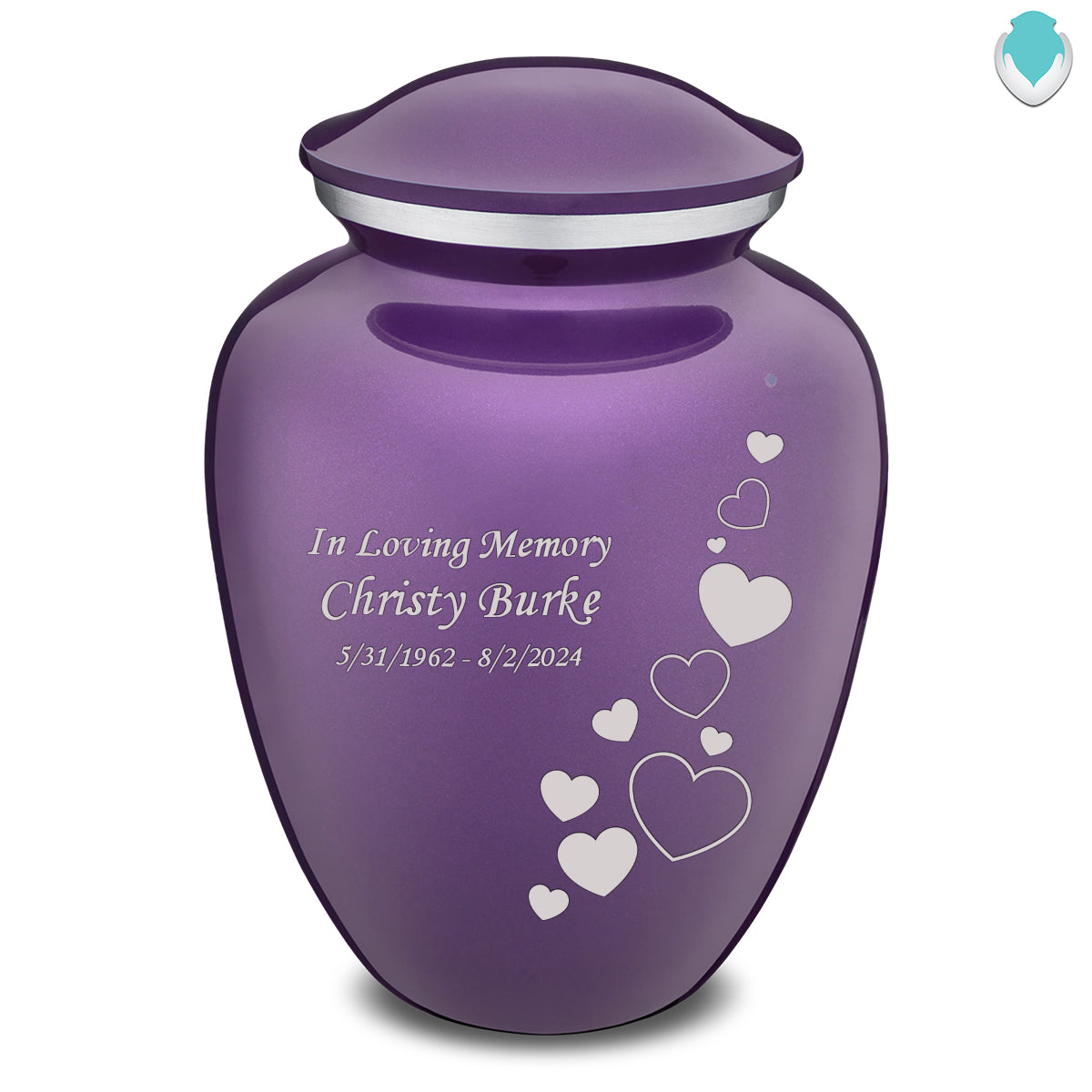 Adult Embrace Purple Floating Heart Cremation Urn