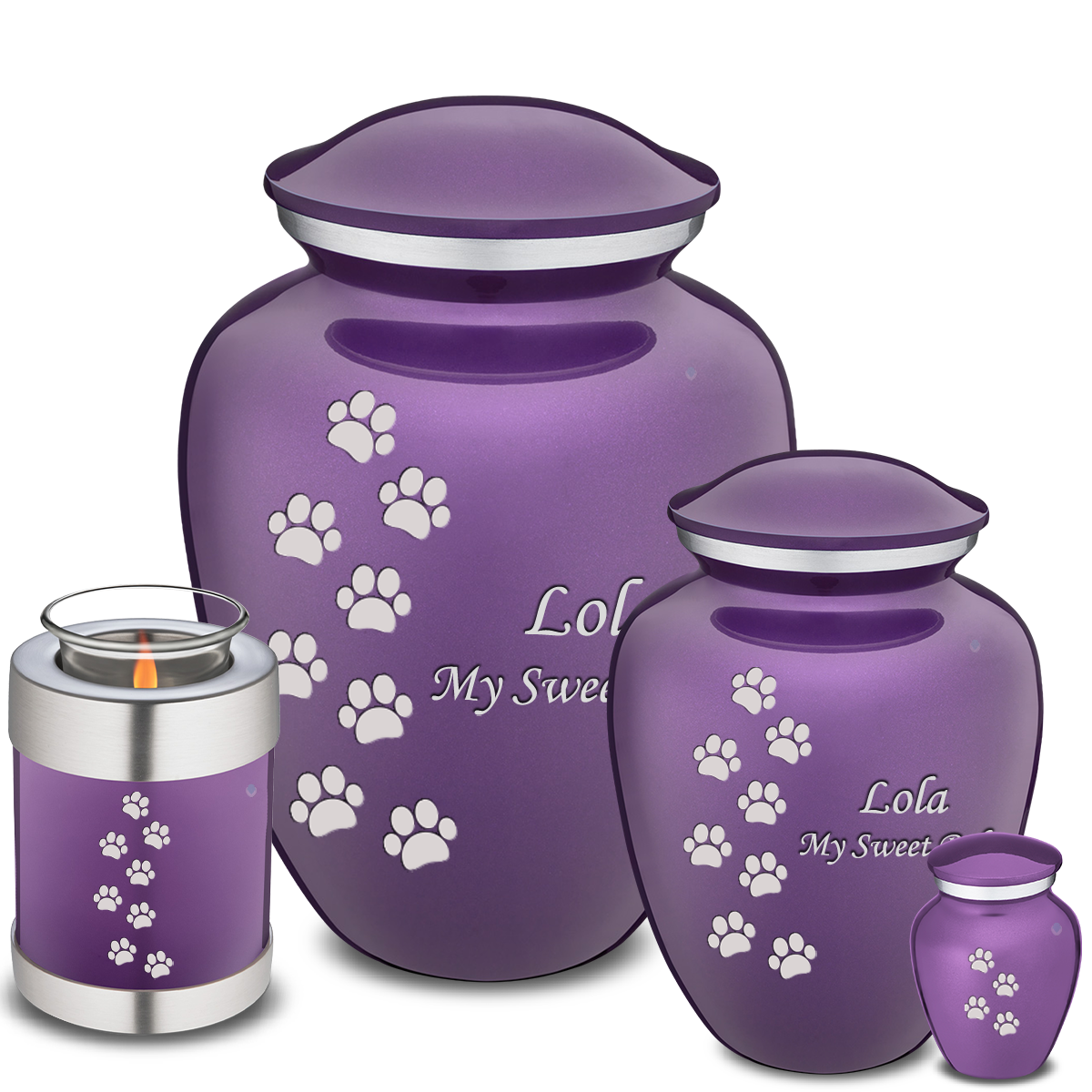 Large Embrace Purple Walking Paws Pet Cremation Urn