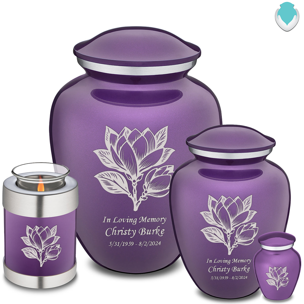 Keepsake Embrace Purple Magnolia Flower Cremation Urn