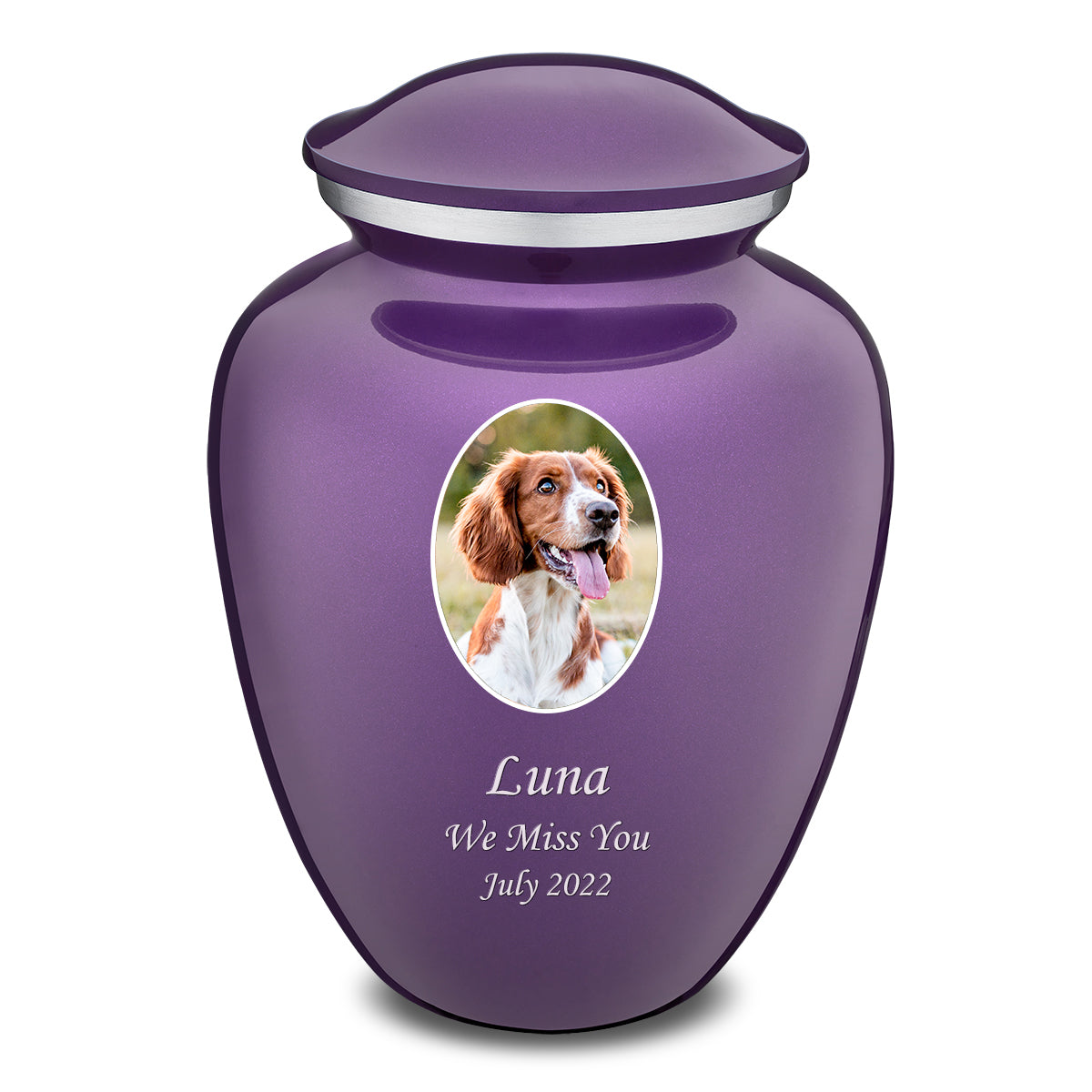 Adult Pet Embrace Purple Portrait Cremation Urn