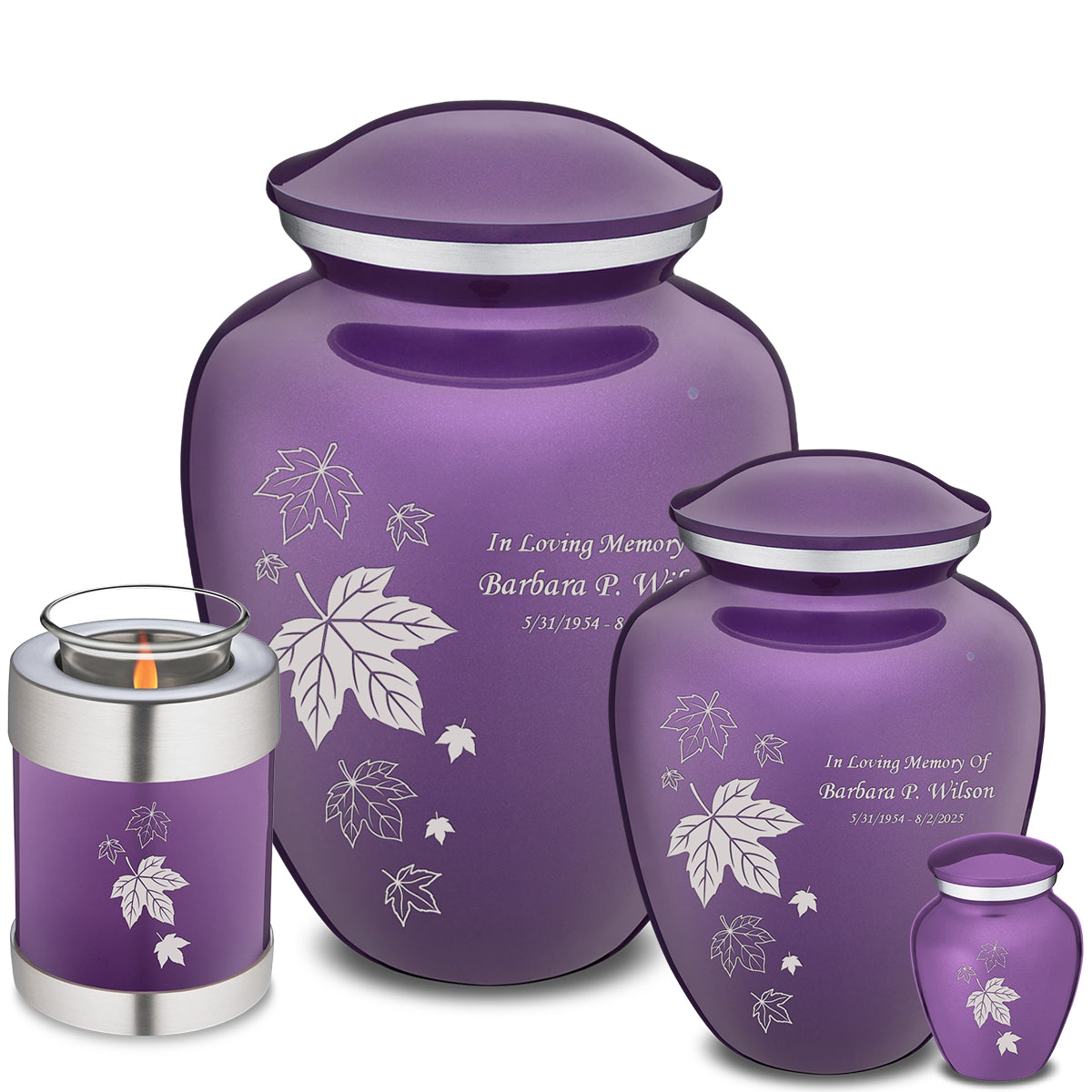 Medium Embrace Purple Falling Leaves Cremation Urn