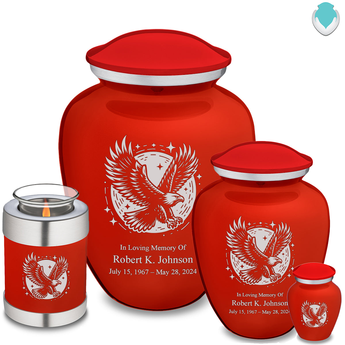 Candle Holder Embrace Bright Red Flying Eagle Cremation Urn