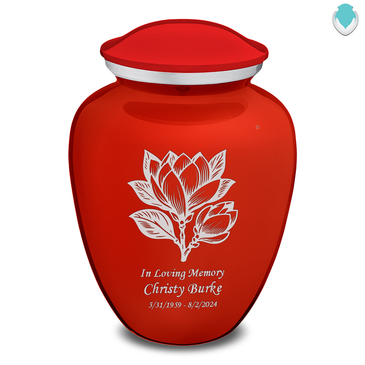 Adult Embrace Bright Red Magnolia Flower Cremation Urn